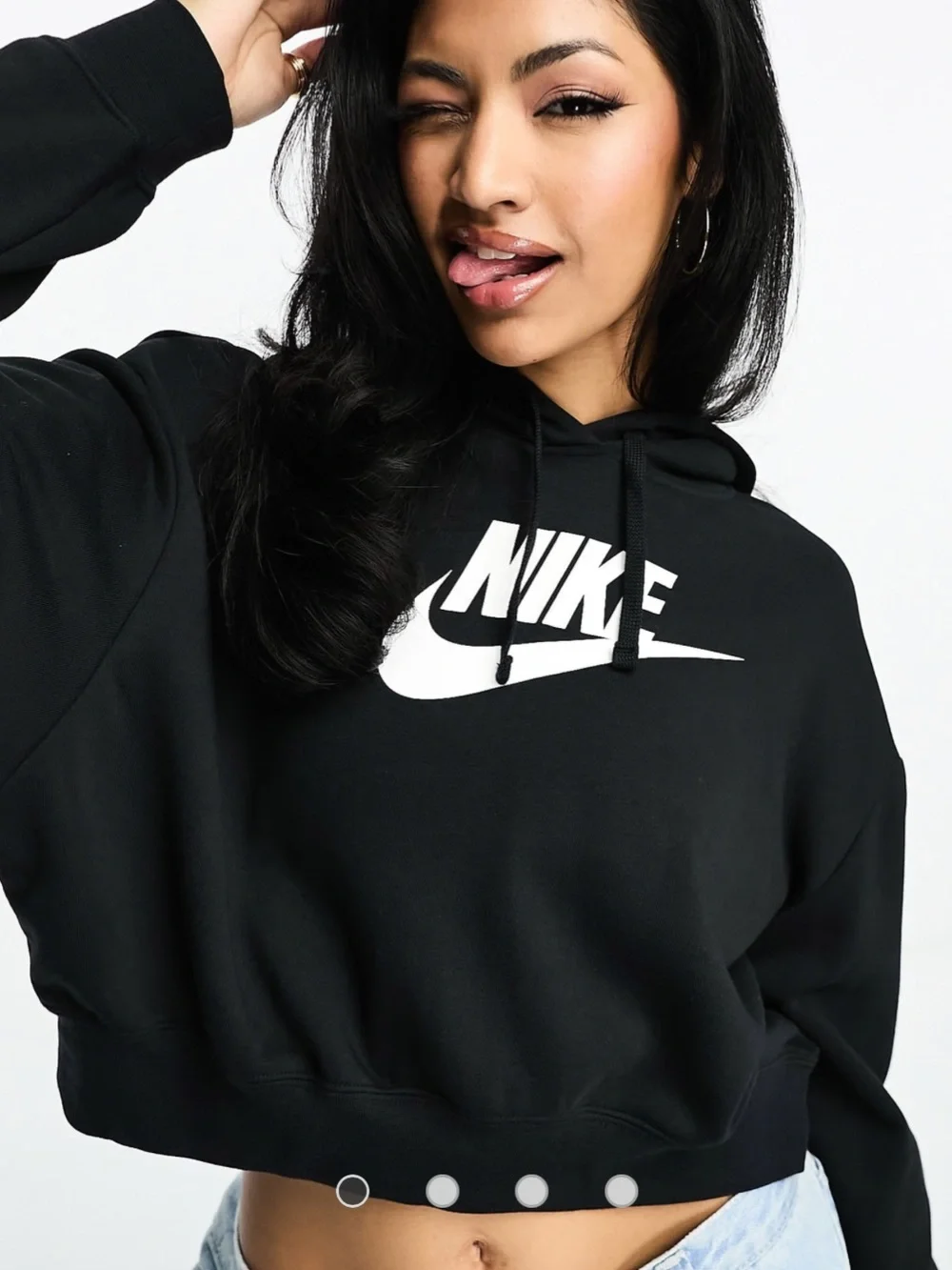 Nike Graphic Cropped Hoodie Black  Size Small
